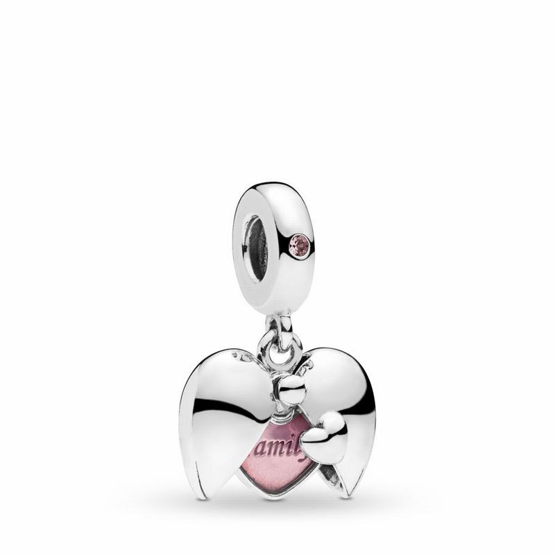 Pandora Family Locket Dangle Charm - Sterling Silver/Enamel/Pink/Crystal - Canada | ZT4793QH